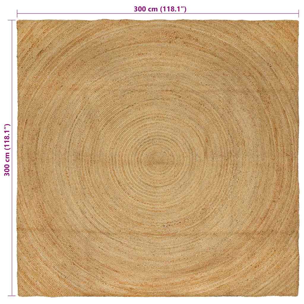 vidaXL Χαλί Καφέ 300 x 300 cm Γιούτα