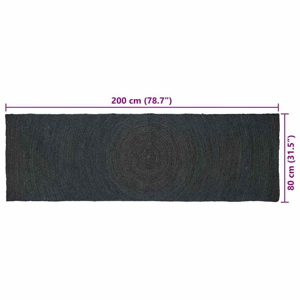 vidaXL Χαλί Σκούρο Γκρι 80 x 200 cm Γιούτα