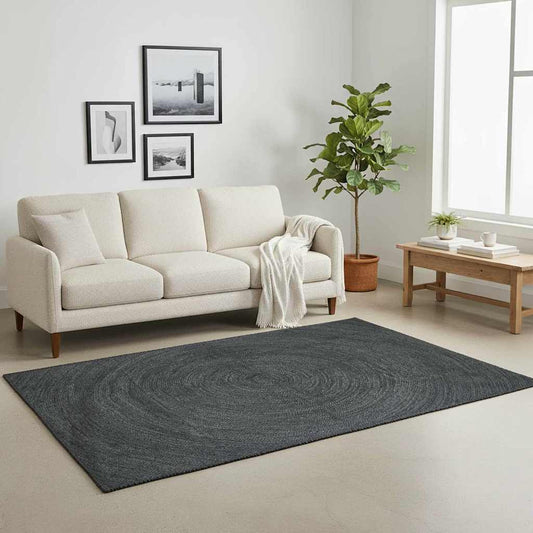 vidaXL Χαλιά χώρου Σκούρο Γκρι 120 x 120 cm Γιούτα