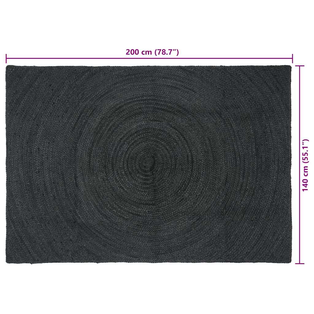 vidaXL Χαλί Σκούρο Γκρι 140 x 200 cm Γιούτα