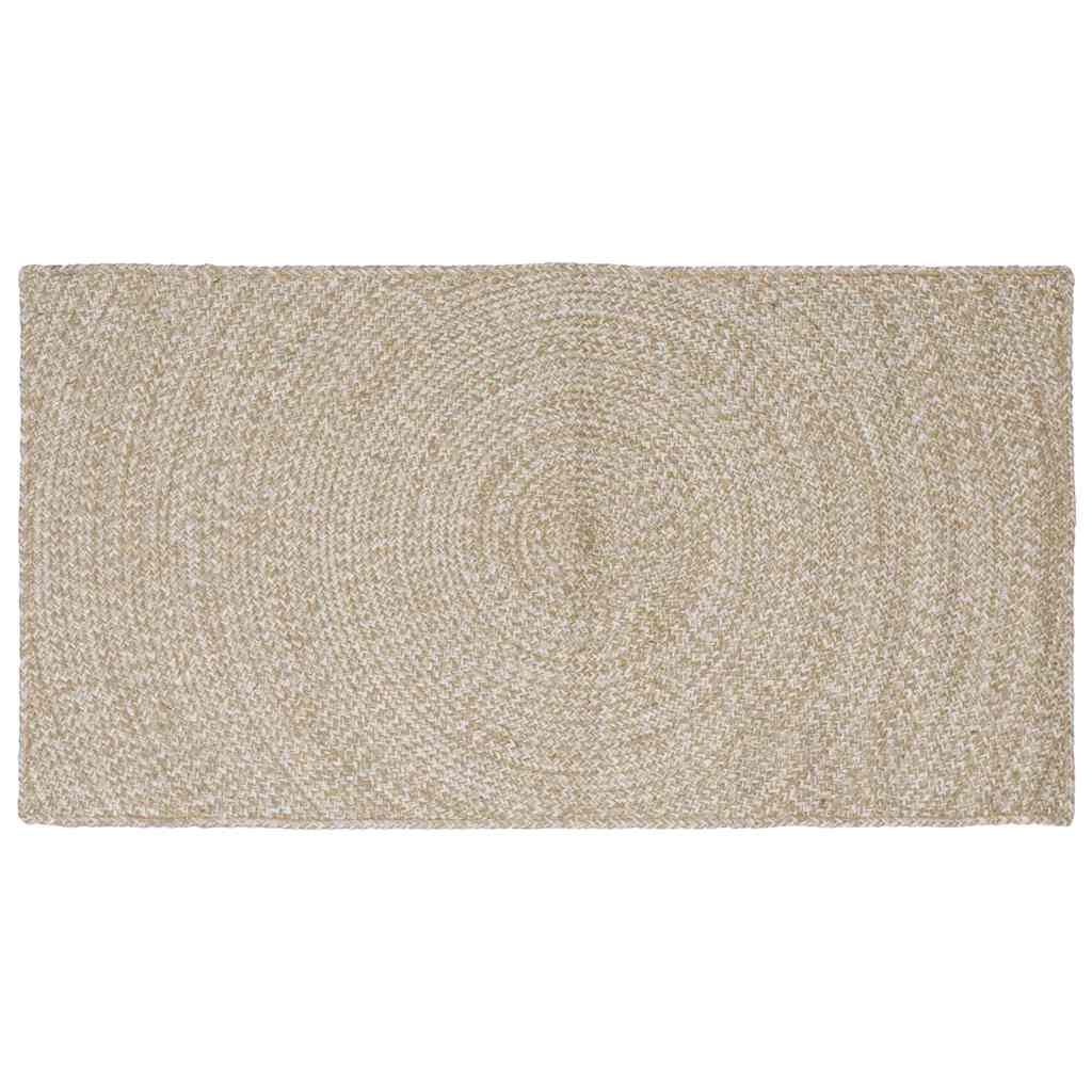 vidaXL Χαλί Φυσικό και Λευκό 60 x 110 cm Γιούτα