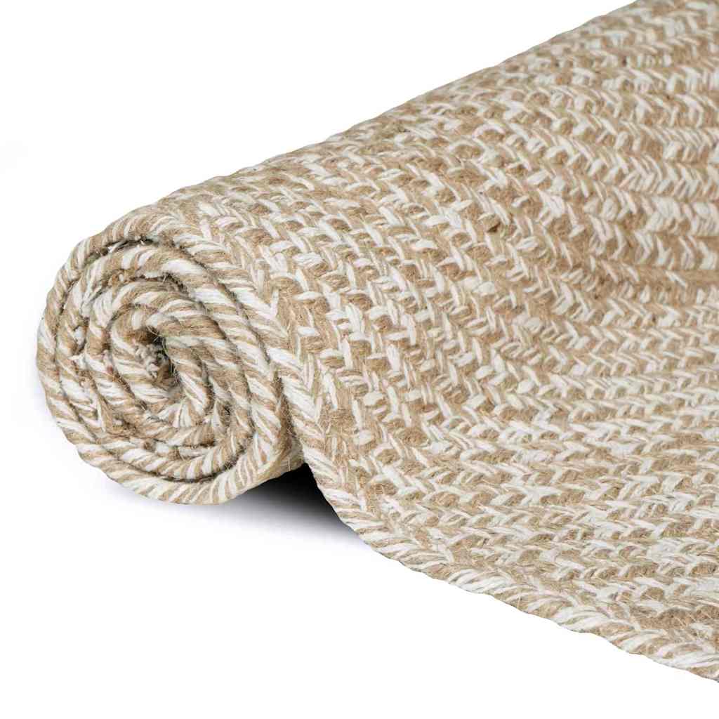 vidaXL Χαλιά χώρου Φυσικό και Λευκό 80 x 300 cm Γιούτα