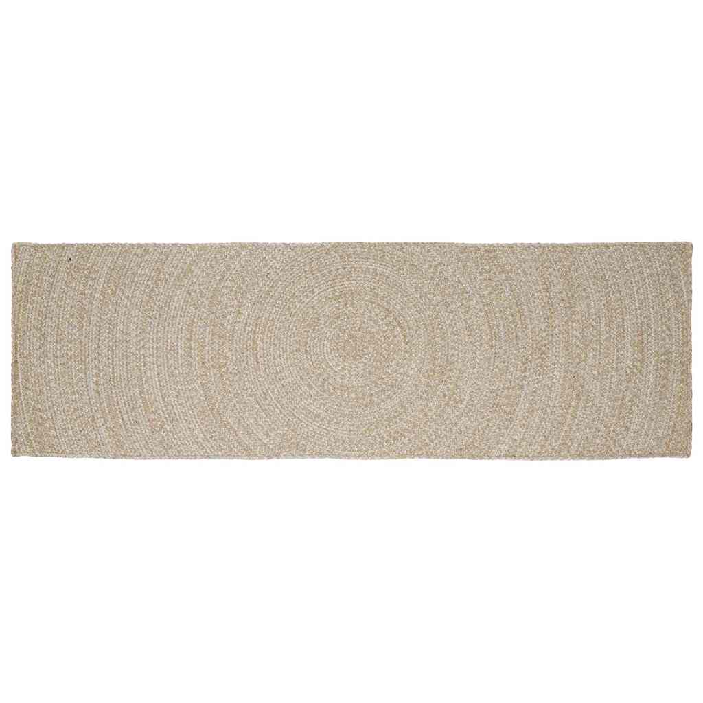 vidaXL Χαλιά χώρου Φυσικό και Λευκό 80 x 300 cm Γιούτα