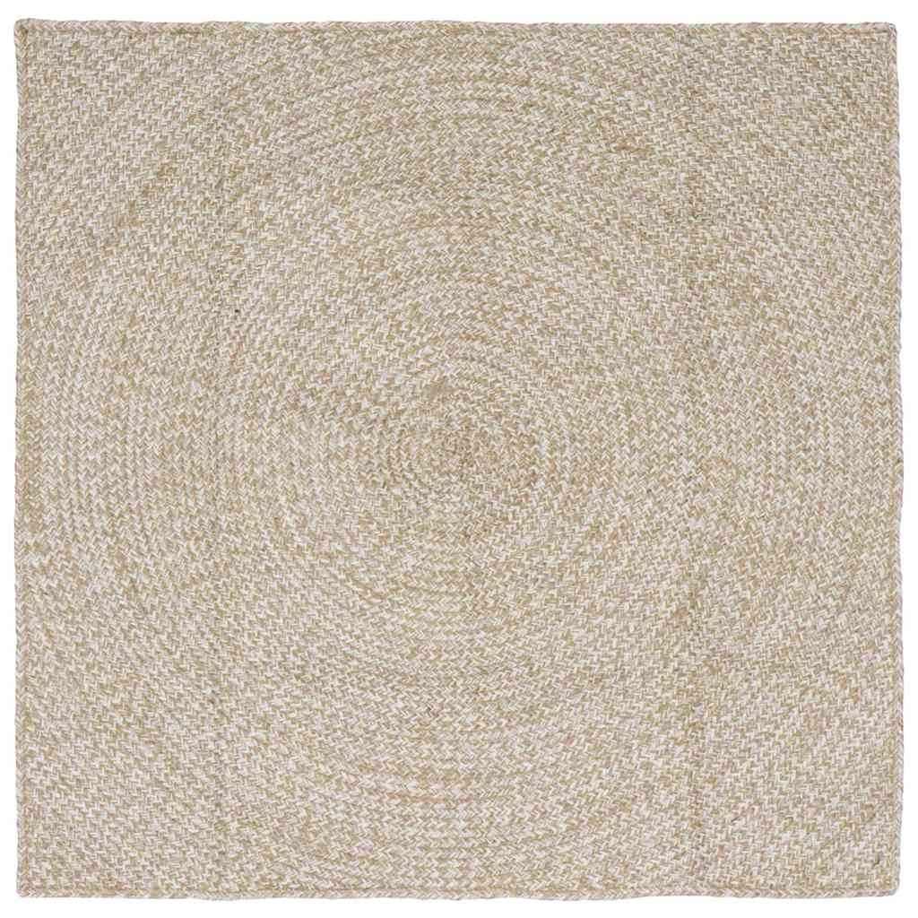 vidaXL Χαλί Φυσικό και Λευκό 120 x 120 cm Γιούτα