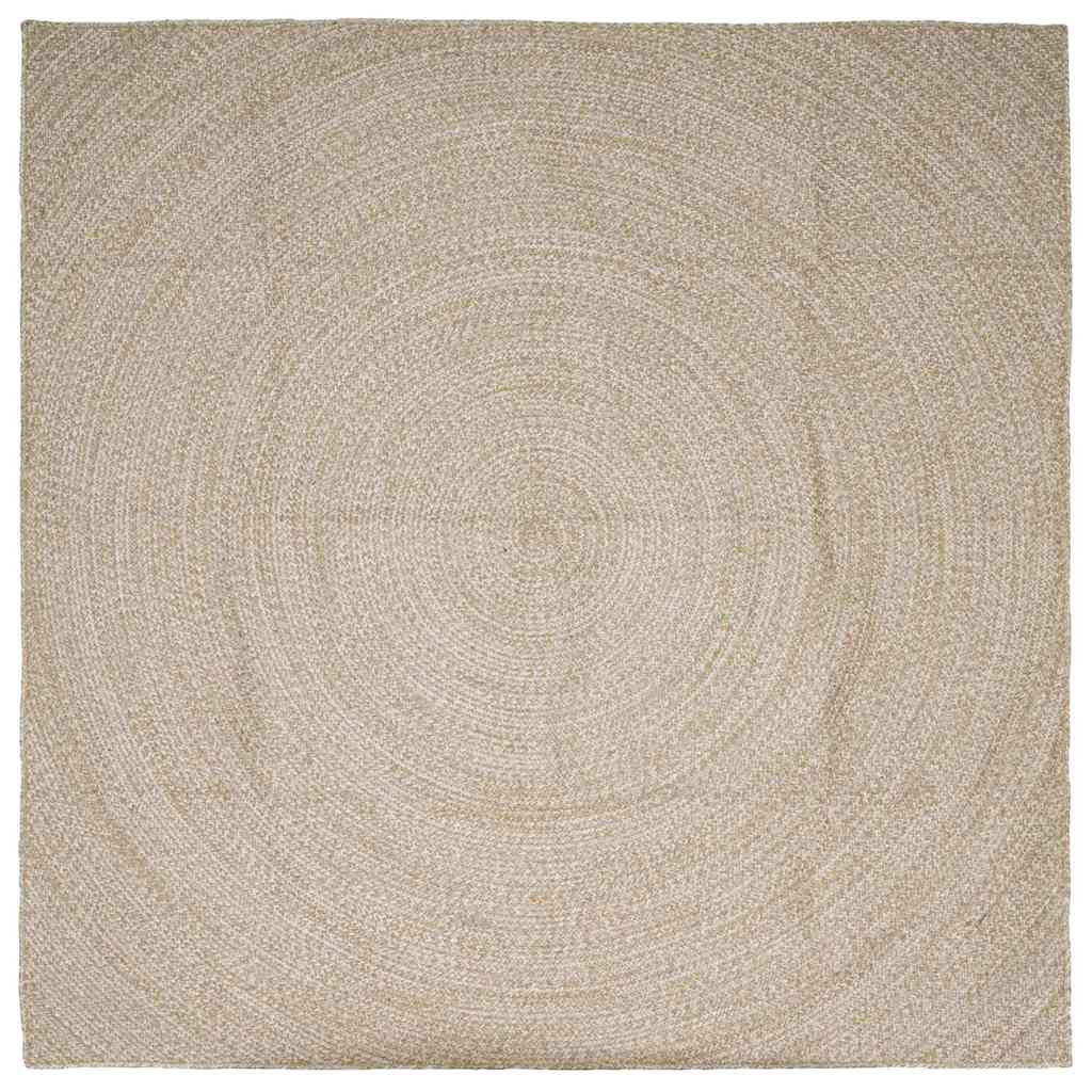 vidaXL Χαλί Φυσικό και Λευκό 300 x 300 cm Γιούτα