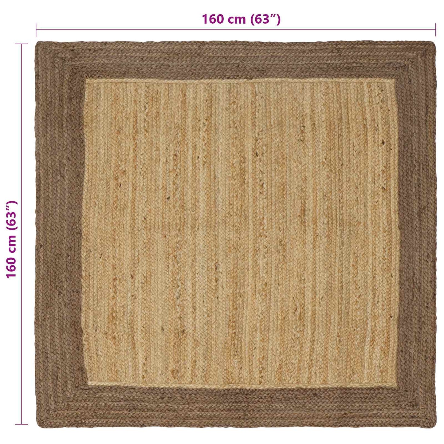 vidaXL Χαλιά χώρου Γκρι 160 x 160 cm Γιούτα