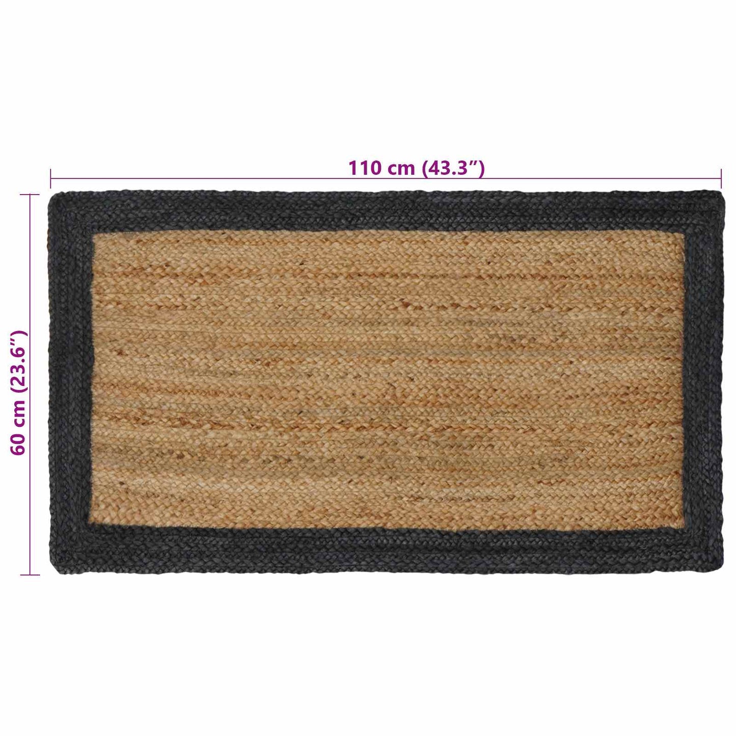 vidaXL Χαλιά χώρου Σκούρο Γκρι 60 x 110 cm Γιούτα