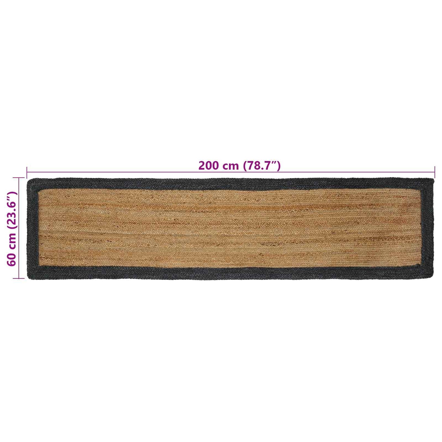 vidaXL Χαλιά χώρου Φυσικό και Σκούρο Γκρι 60 x 200 cm Γιούτα