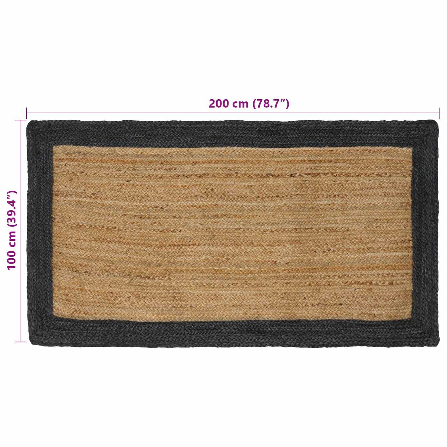 vidaXL Χαλιά χώρου Σκούρο Γκρι 100 x 200 cm Γιούτα
