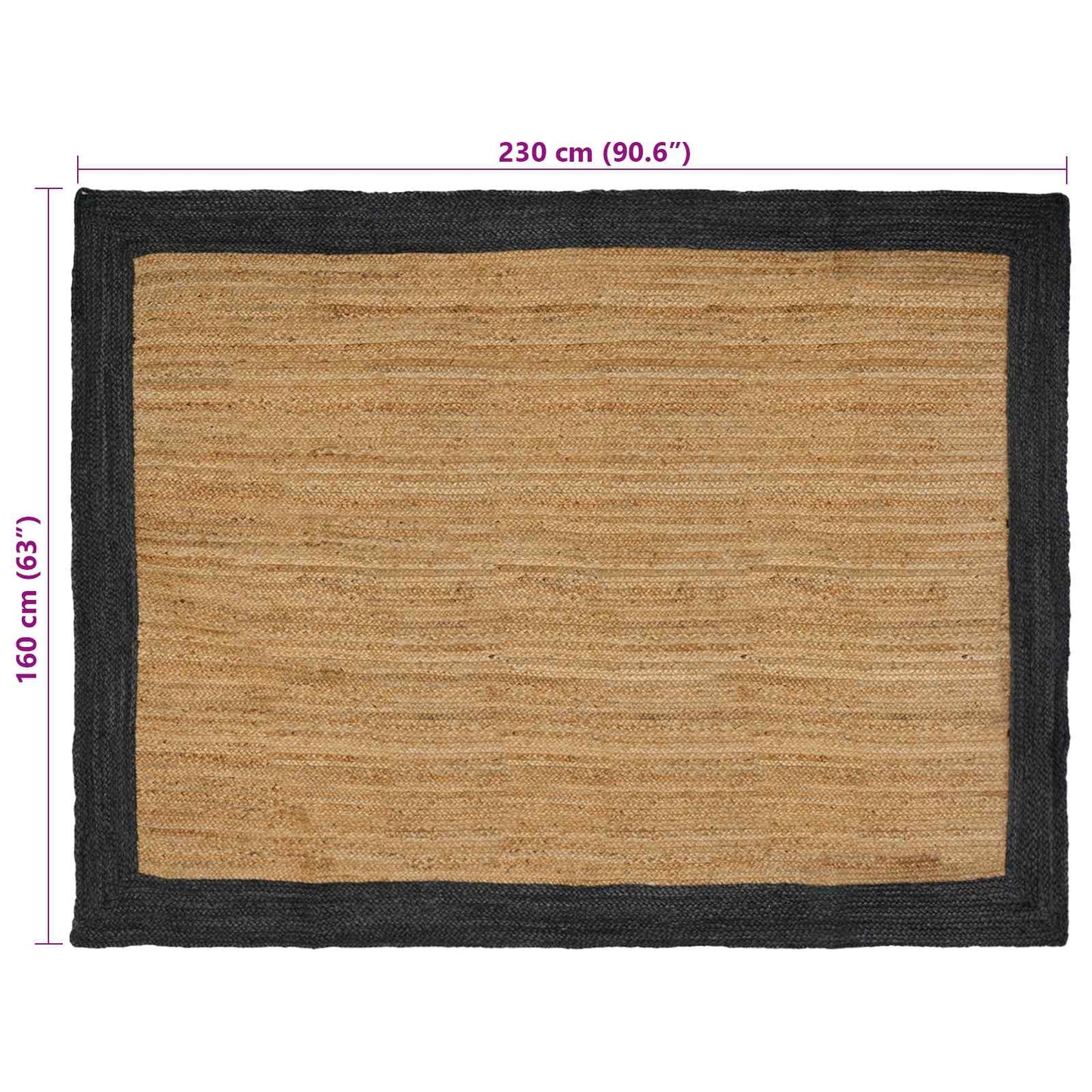 vidaXL Χαλιά χώρου Σκούρο Γκρι 160 x 230 cm Γιούτα