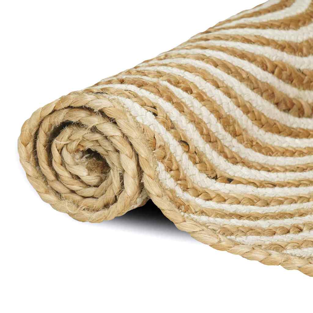 vidaXL Χαλί Φυσικό και Λευκό 60 x 110 cm Γιούτα