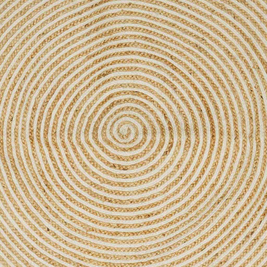 vidaXL Χαλί Φυσικό και Λευκό 140 x 200 cm Γιούτα