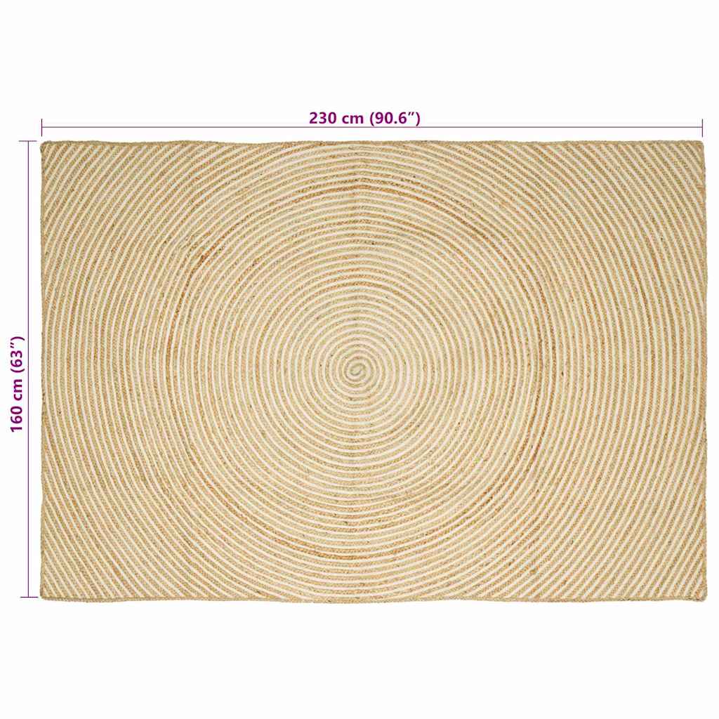 vidaXL Χαλιά χώρου Λευκό 160 x 230 cm Γιούτα