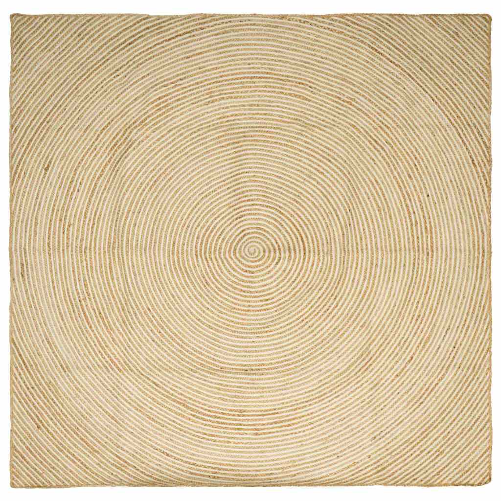 vidaXL Χαλί Φυσικό και Λευκό 200 x 200 cm Γιούτα