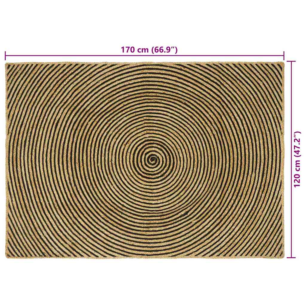 vidaXL Χαλιά χώρου Μαύρο 120 x 170 cm Γιούτα