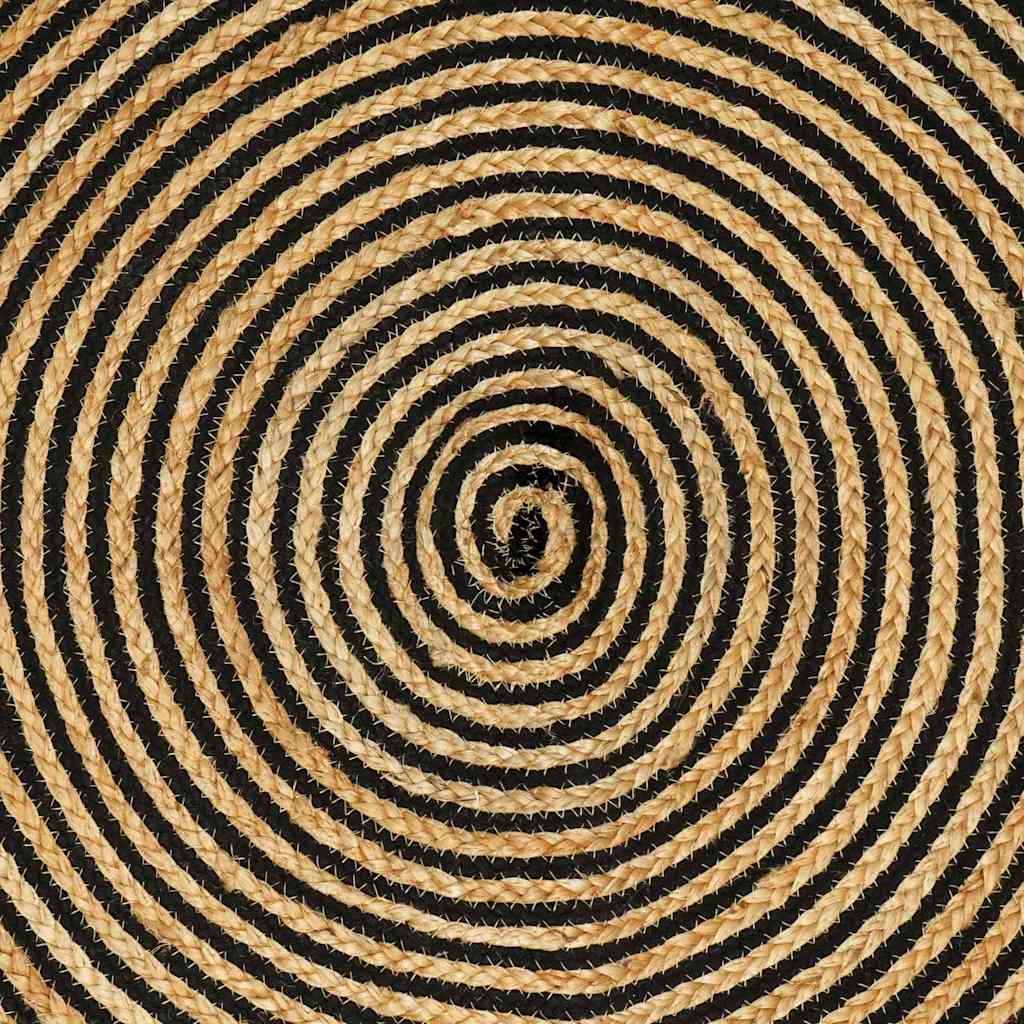vidaXL Χαλί Φυσικό και Μαύρο 140 x 200 cm Γιούτα