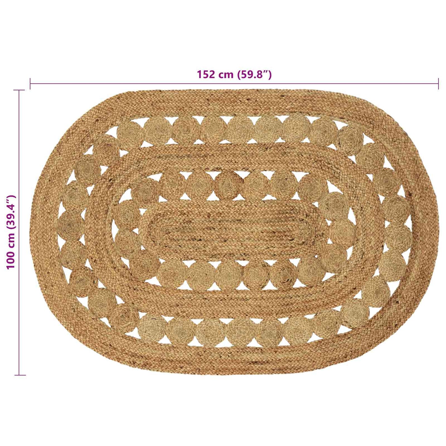 vidaXL Χαλιά χώρου Φυσικό 100 x 152 εκ. Γιούτα
