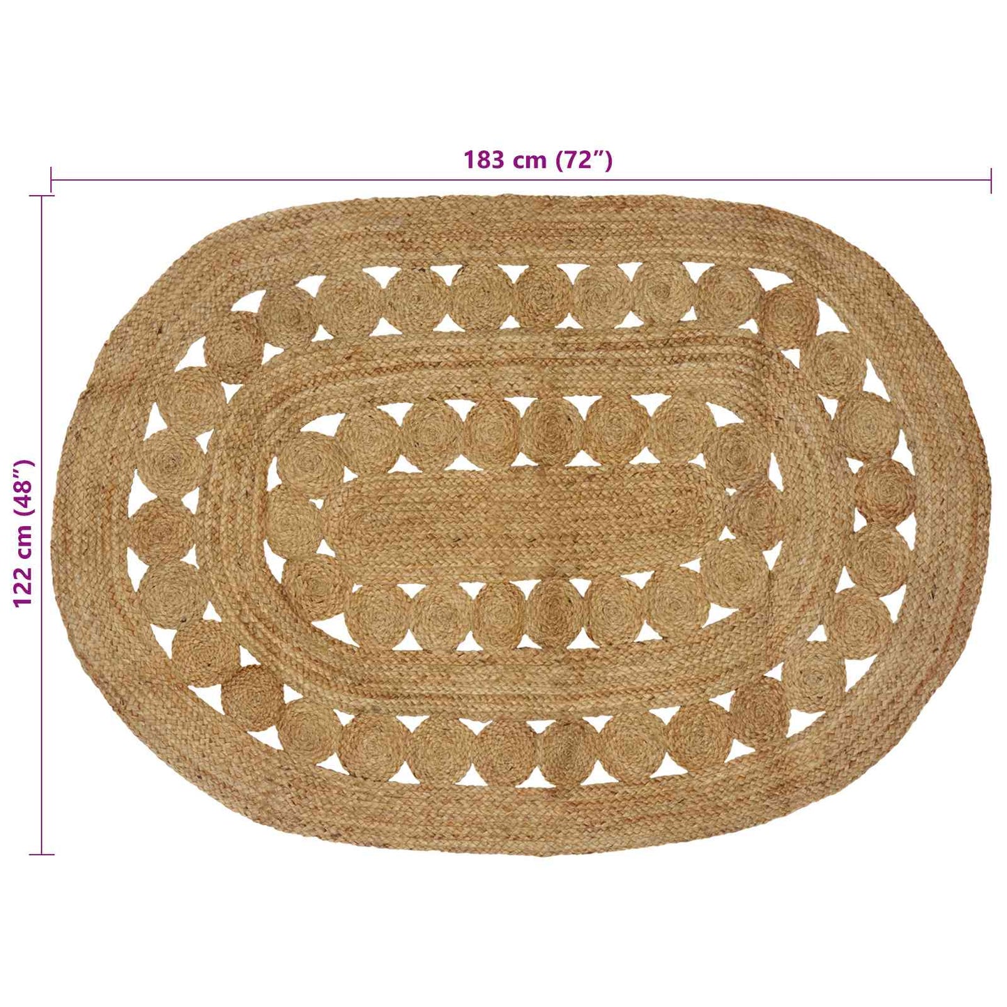vidaXL Χαλιά χώρου Φυσικό 122 x 183 cm Γιούτα