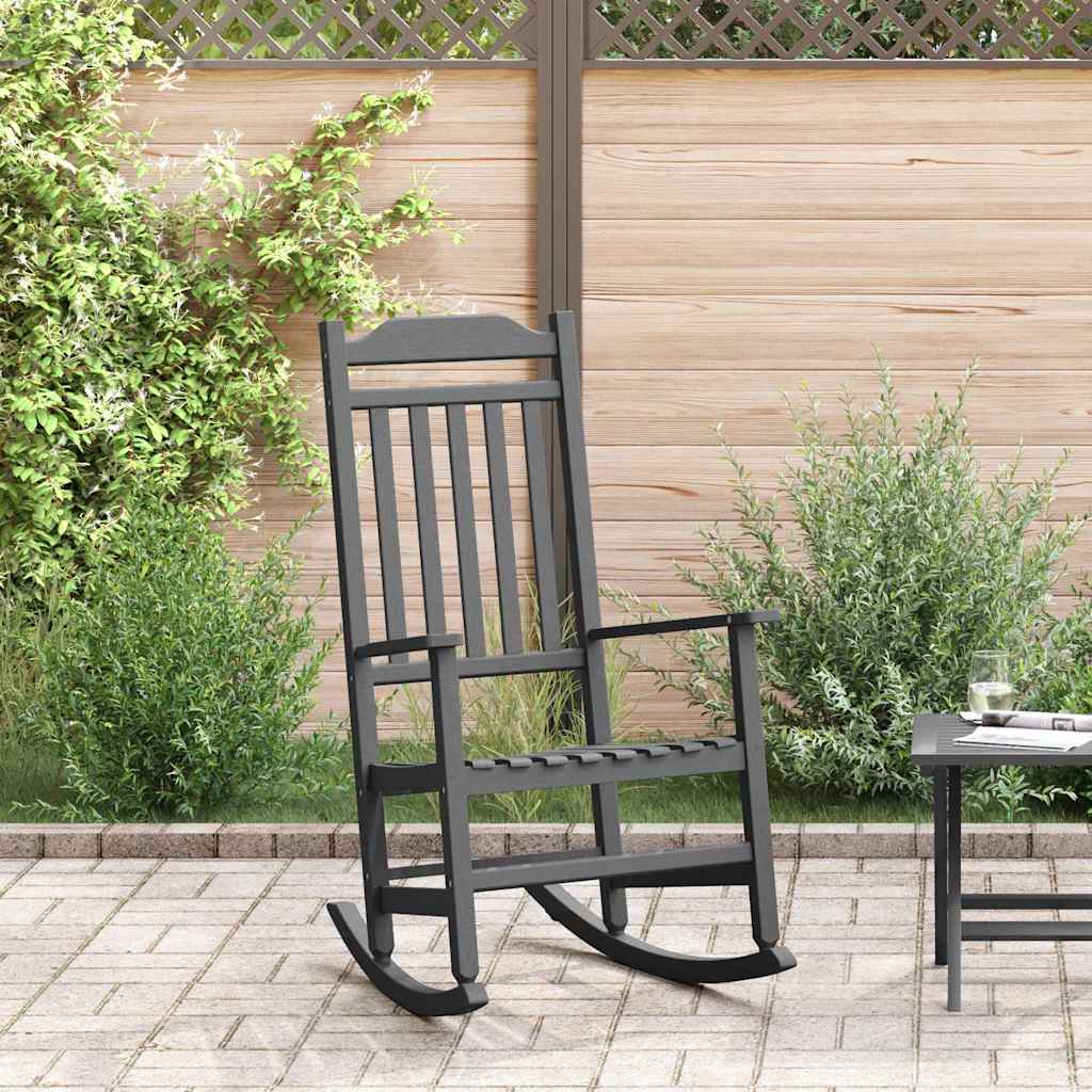 vidaXL Κουνιστή καρέκλα Κήπου Μαύρη 65x84x114 εκ. HDPE