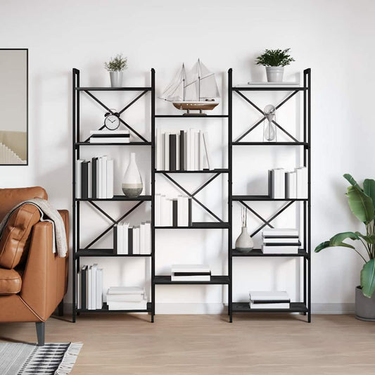 vidaXL Ράφι Βιβλίων Μαύρη Οξυά 156 x 25 x 167 εκ. Επεξεργασμένο ξύλο