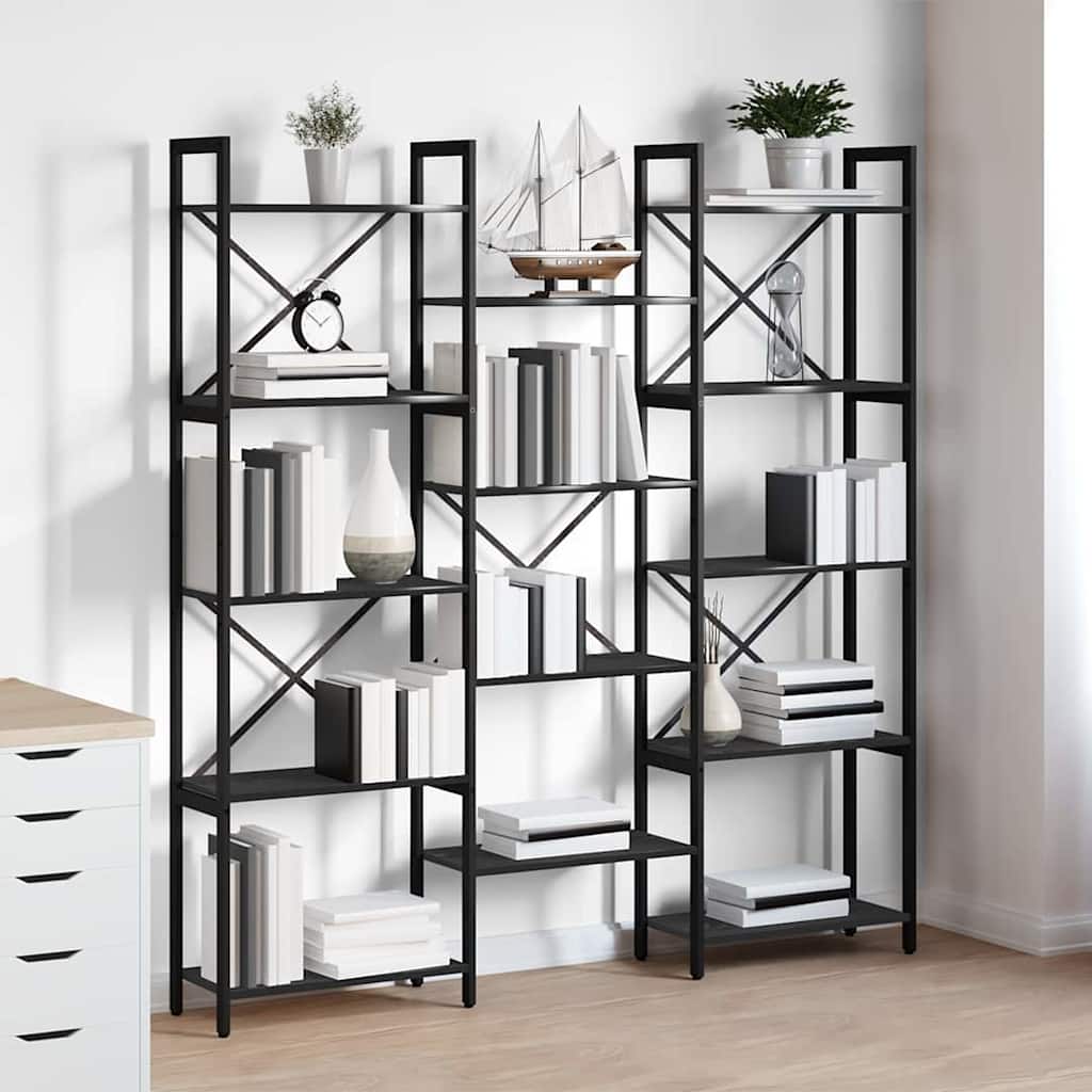 vidaXL Ράφι Βιβλίων Μαύρη δρυς 156 x 25 x 167.5 εκ Επεξεργασμένο ξύλο