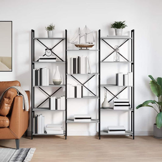 vidaXL Ράφι Βιβλίων Γκρι sonoma 156 x 25 x 167 εκ. Επεξεργασμένο ξύλο