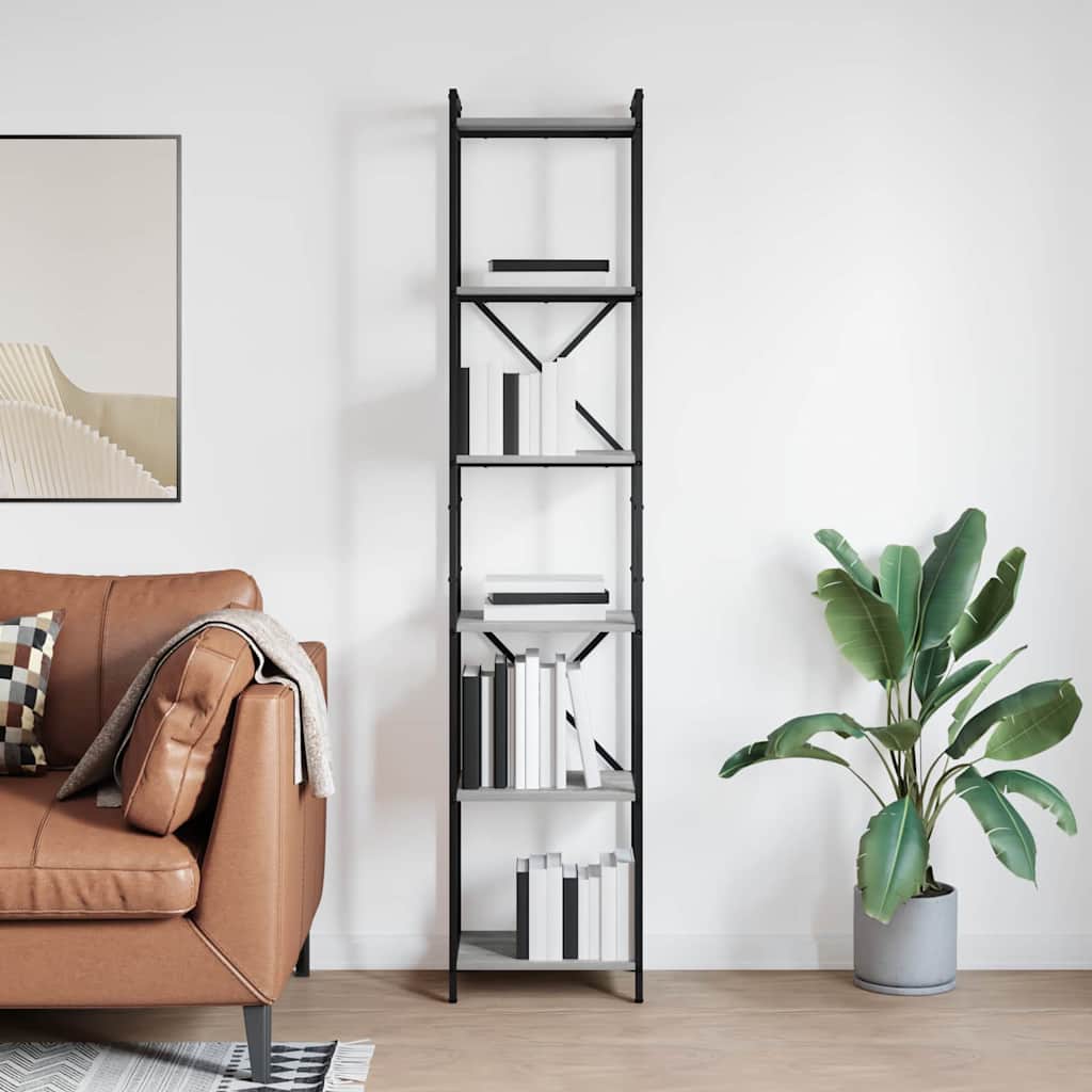 vidaXL Βιβλιοθήκη Γκρι sonoma 40 x 30 x 188 εκ Επεξεργασμένο ξύλο