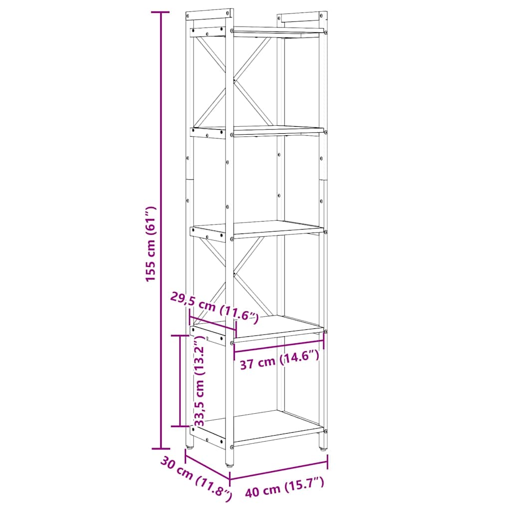 vidaXL Βιβλιοθήκη Sonoma Δρυς 40 x 30 x 153 εκ Επεξεργασμένο ξύλο