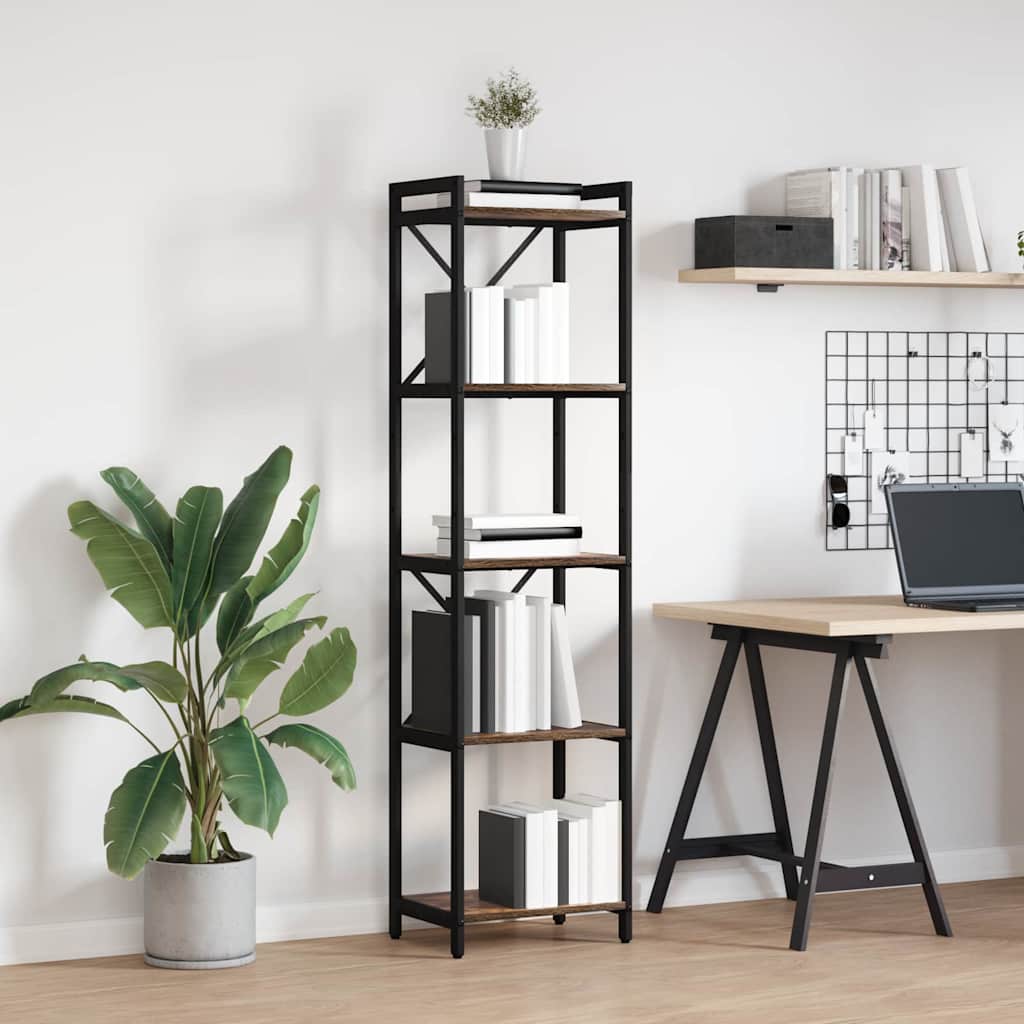 vidaXL Βιβλιοθήκη Καπνιστή δρυς 40 x 30 x 153 εκ Επεξεργασμένο ξύλο