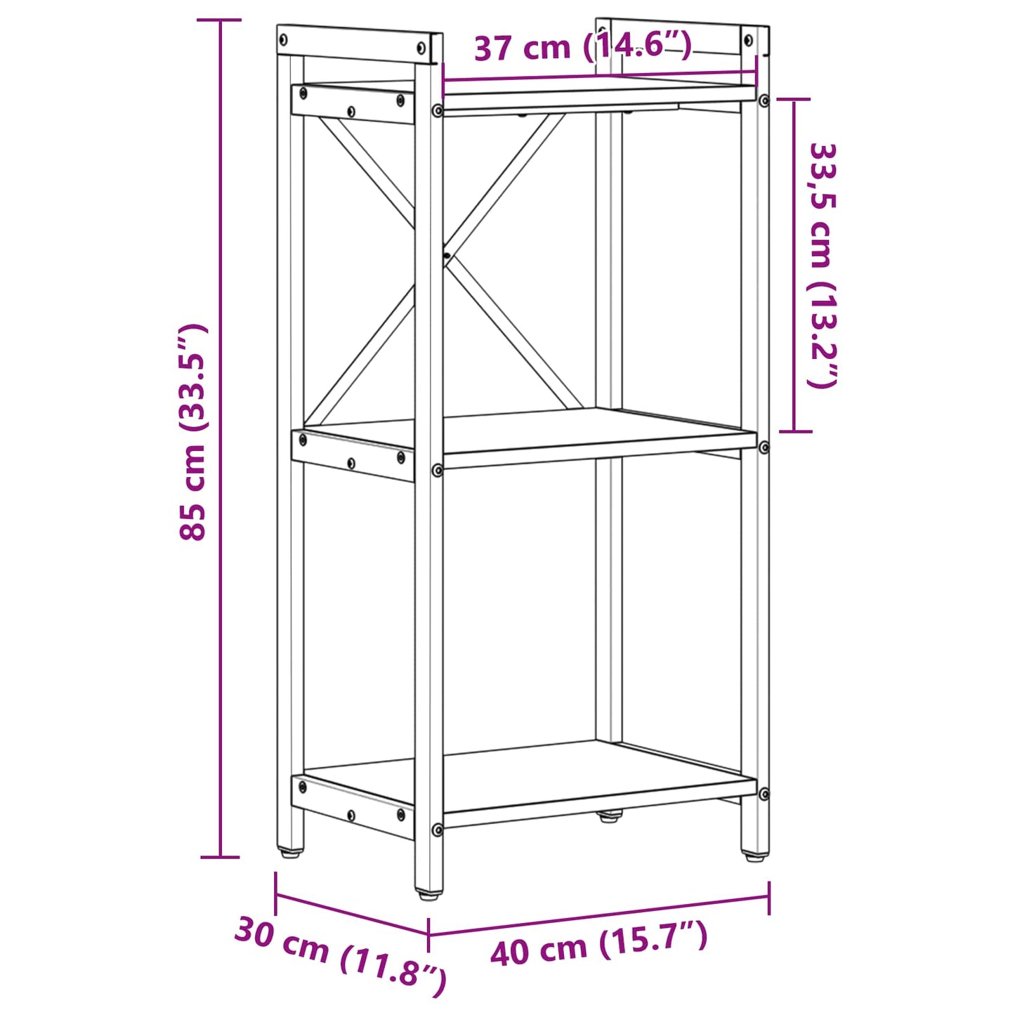 vidaXL Ράφι Βιβλίων Καπνιστό Δρύς 40 x 30 x 85 εκ Επεξεργασμένο ξύλο