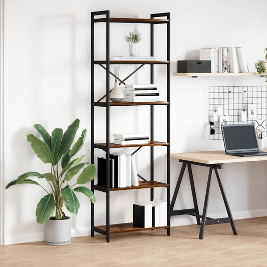 vidaXL Βιβλιοθήκη Καπνιστή δρυς 60 x 30 x 188 εκ Επεξεργασμένο ξύλο