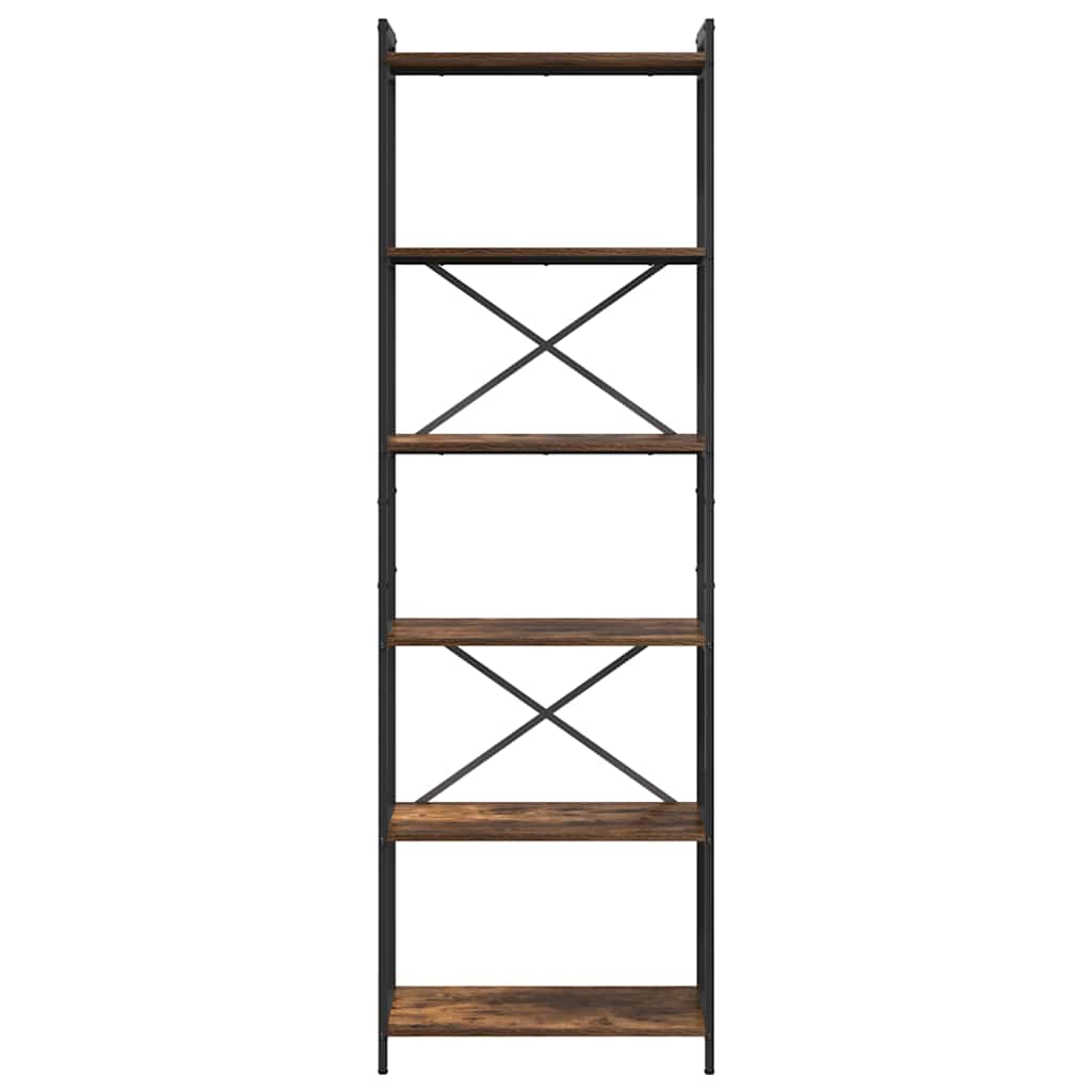 vidaXL Βιβλιοθήκη Καπνιστή δρυς 60 x 30 x 188 εκ Επεξεργασμένο ξύλο