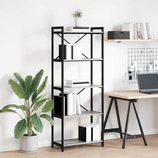 vidaXL Ράφι Βιβλίων Γκρι sonoma 60 x 30 x 155 εκ Επεξεργασμένο ξύλο