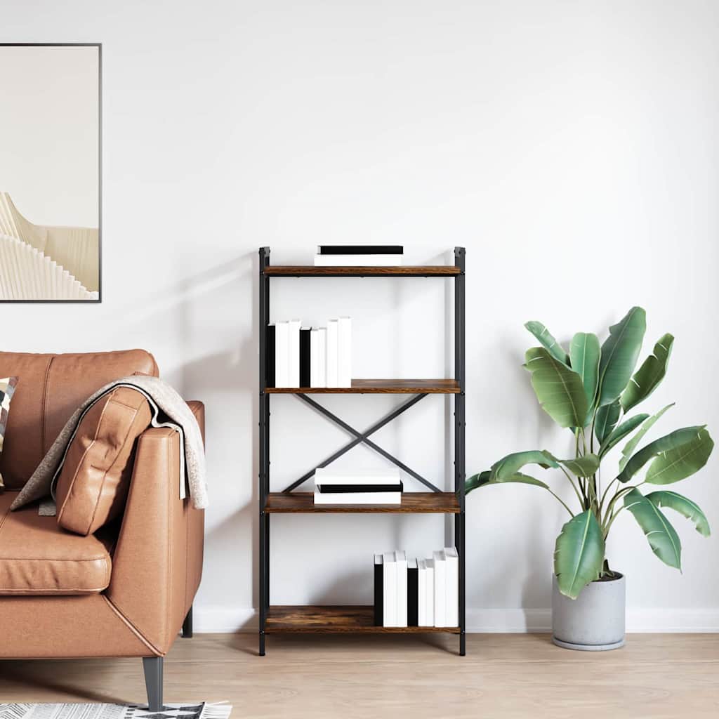 vidaXL Βιβλιοθήκη Καπνιστή δρυς 60 x 30 x 118 εκ Επεξεργασμένο ξύλο