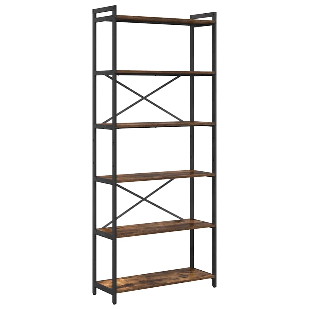 vidaXL Βιβλιοθήκη Καπνιστή δρυς 80 x 30 x 188 εκ Επεξεργασμένο ξύλο