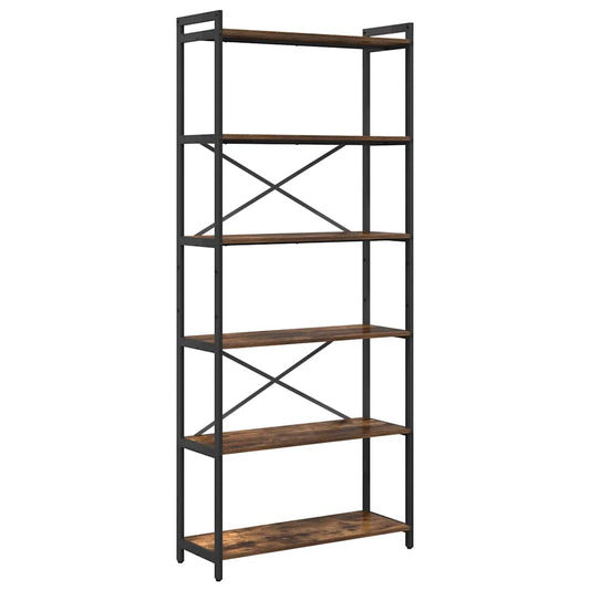 vidaXL Βιβλιοθήκη Καπνιστή δρυς 80 x 30 x 188 εκ Επεξεργασμένο ξύλο