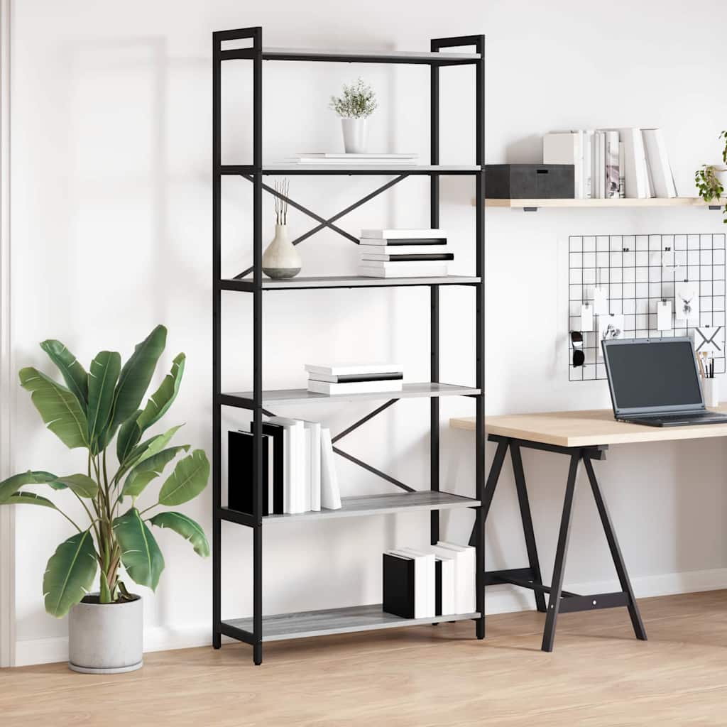 vidaXL Βιβλιοθήκη Γκρι sonoma 80 x 30 x 188 εκ Επεξεργασμένο ξύλο