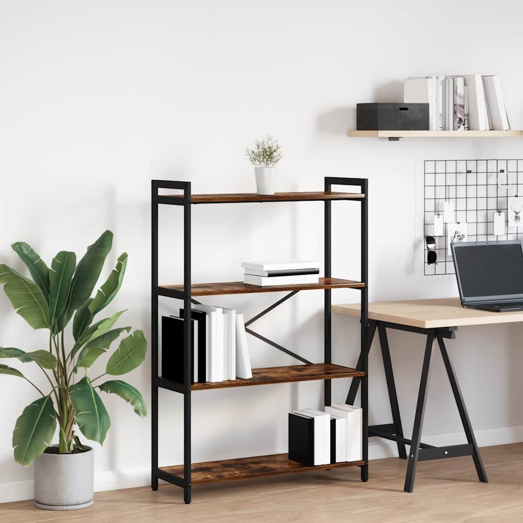 vidaXL Βιβλιοθήκη Καπνιστή δρυς 80 x 30 x 118 εκ Επεξεργασμένο ξύλο