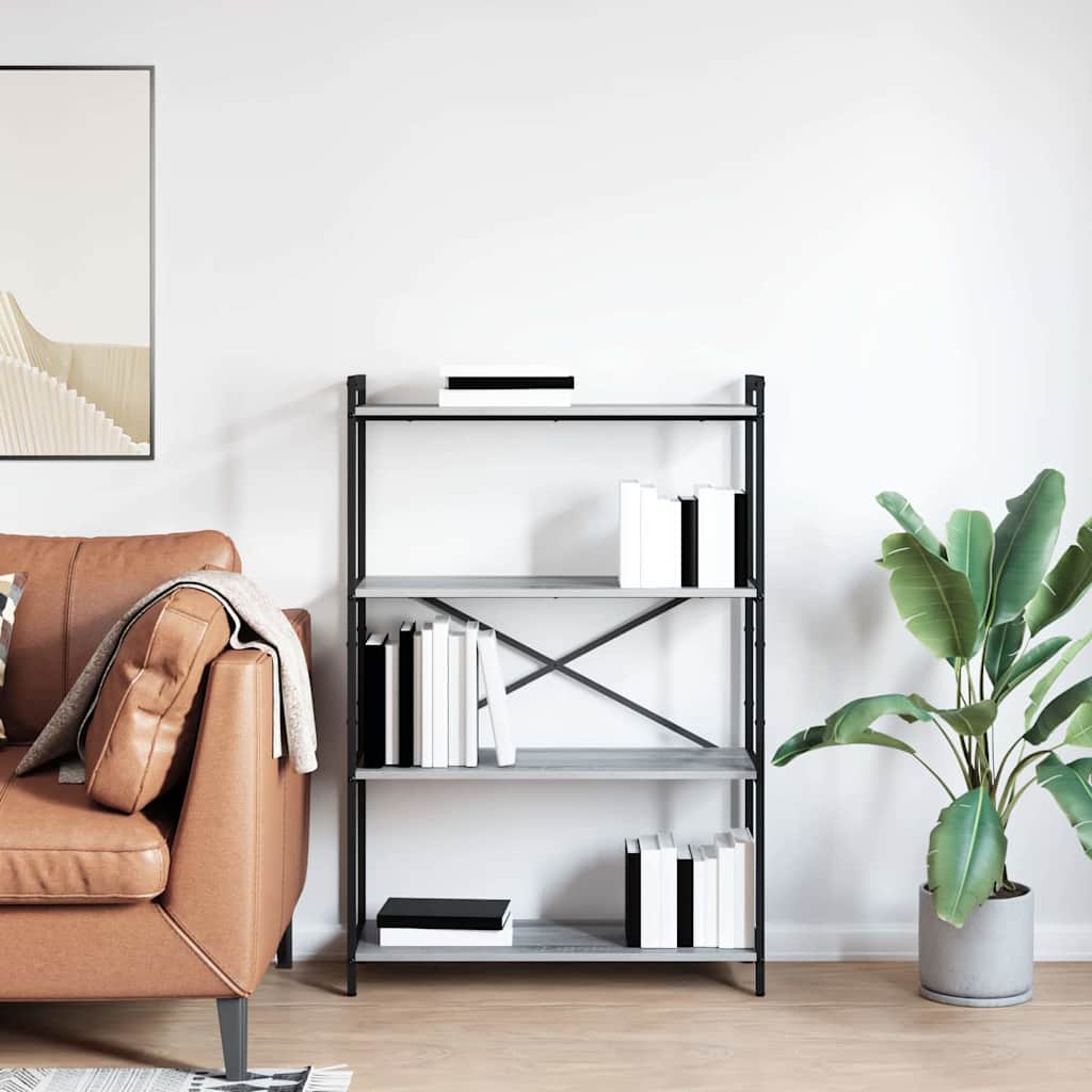 vidaXL Βιβλιοθήκη Γκρι sonoma 80 x 30 x 118 εκ Επεξεργασμένο ξύλο