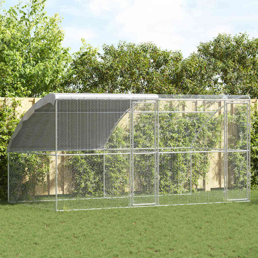 vidaXL Κλουβί για κότες Ασημί 400 x 200 x 198.5 εκ