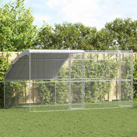 vidaXL Κλουβί για κότες Ασημί 400 x 200 x 198.5 εκ