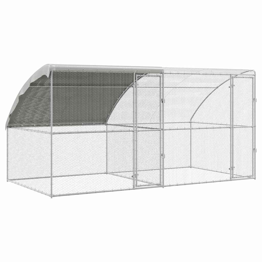 vidaXL Κλουβί για κότες Ασημί 400 x 200 x 198.5 εκ