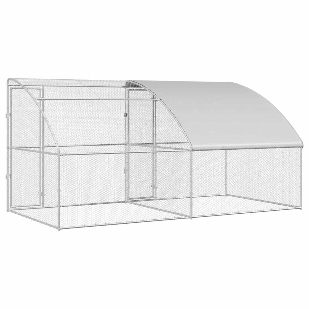 vidaXL Κλουβί για κότες Ασημί 400 x 200 x 198.5 εκ