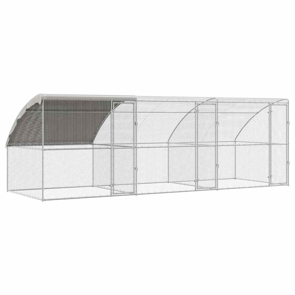 vidaXL Κλουβί για κότες Ασημί 600 x 200 x 198.5 εκ
