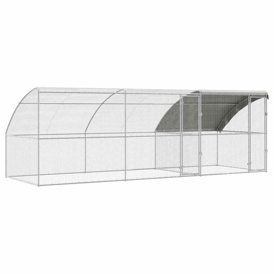 vidaXL Κλουβί για κότες Ασημί 600 x 200 x 198.5 εκ