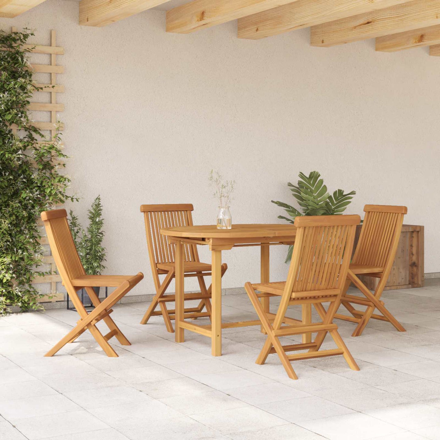 vidaXL 5 τεμαχίων σετ κήπου μασίφ ξύλο teak