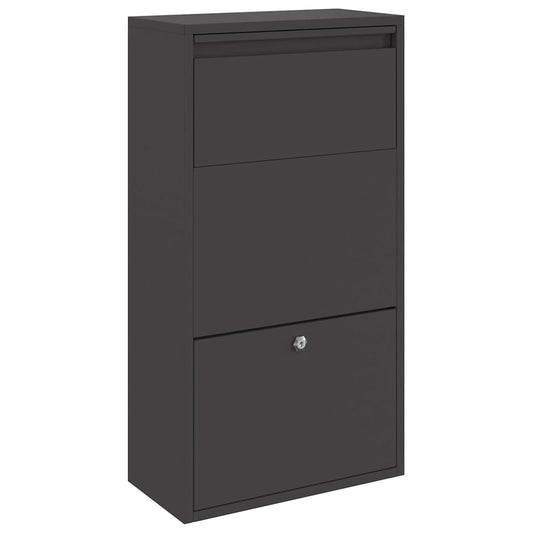 vidaXL Θυρίδα Πακέτων με αποθήκευση Μαύρο 44 x 22 x 82 εκ. Ατσάλι