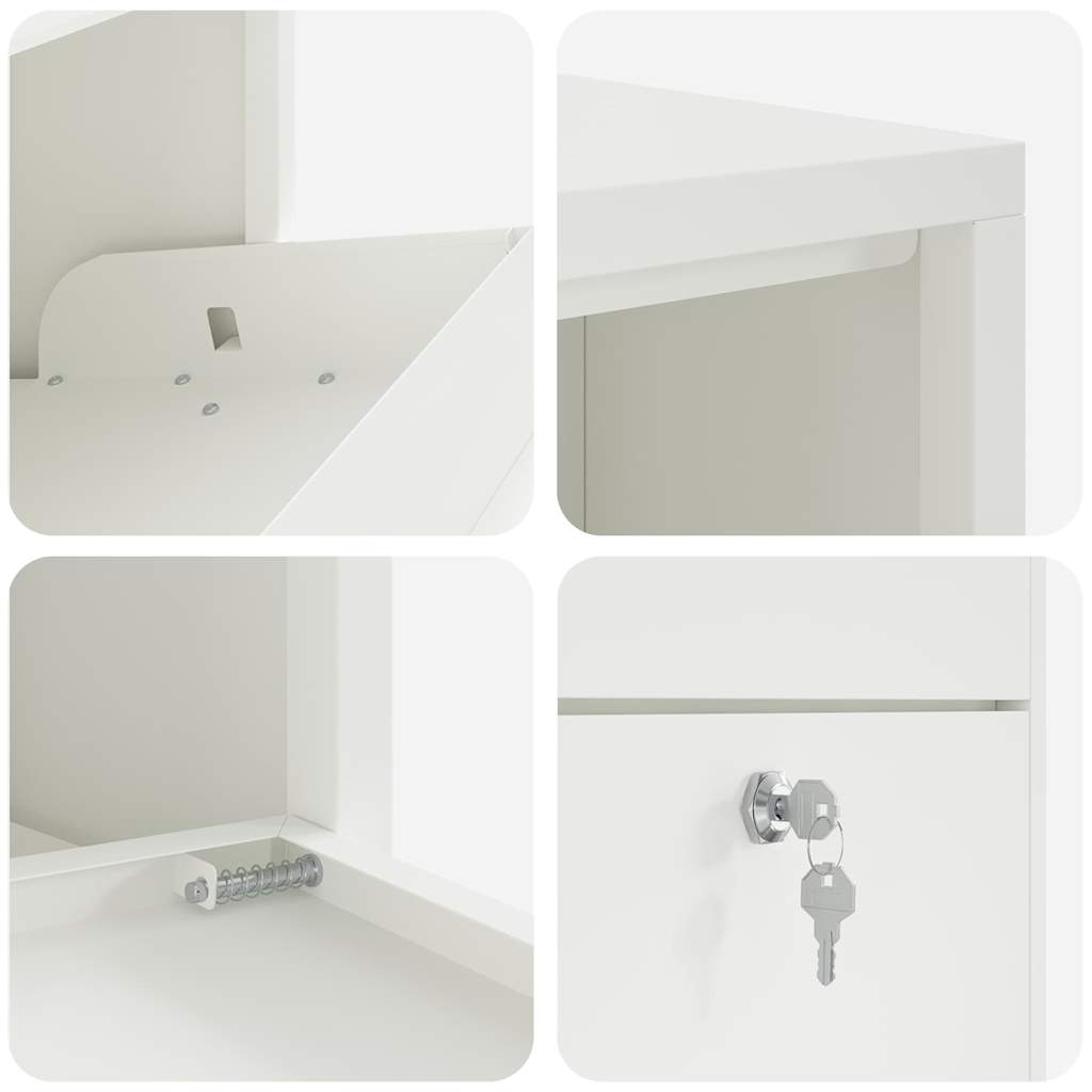 vidaXL Θυρίδα Πακέτων με αποθήκευση Λευκό 44 x 22 x 82 εκ. Ατσάλι