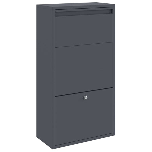 vidaXL Θυρίδα Πακέτων με αποθήκευση Ανθρακί 44 x 22 x 82 εκ. Ατσάλι