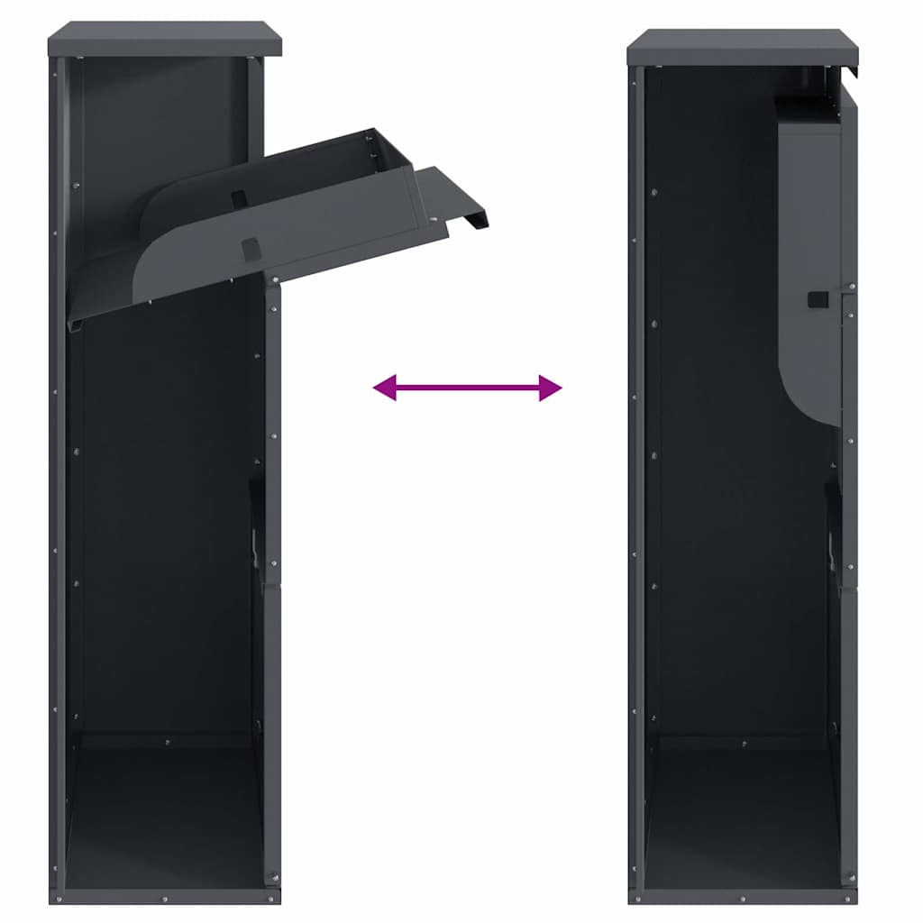 vidaXL Θυρίδα Πακέτων με αποθήκευση Ανθρακί 44 x 22 x 82 εκ. Ατσάλι